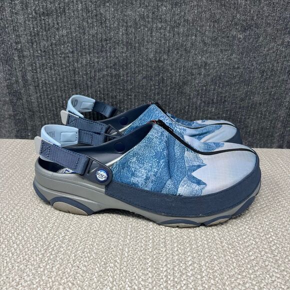 CROCS Other - Crocs x Busch Light All Terrain Clog Slip Ons Blue Plaid Mens Size 12 US